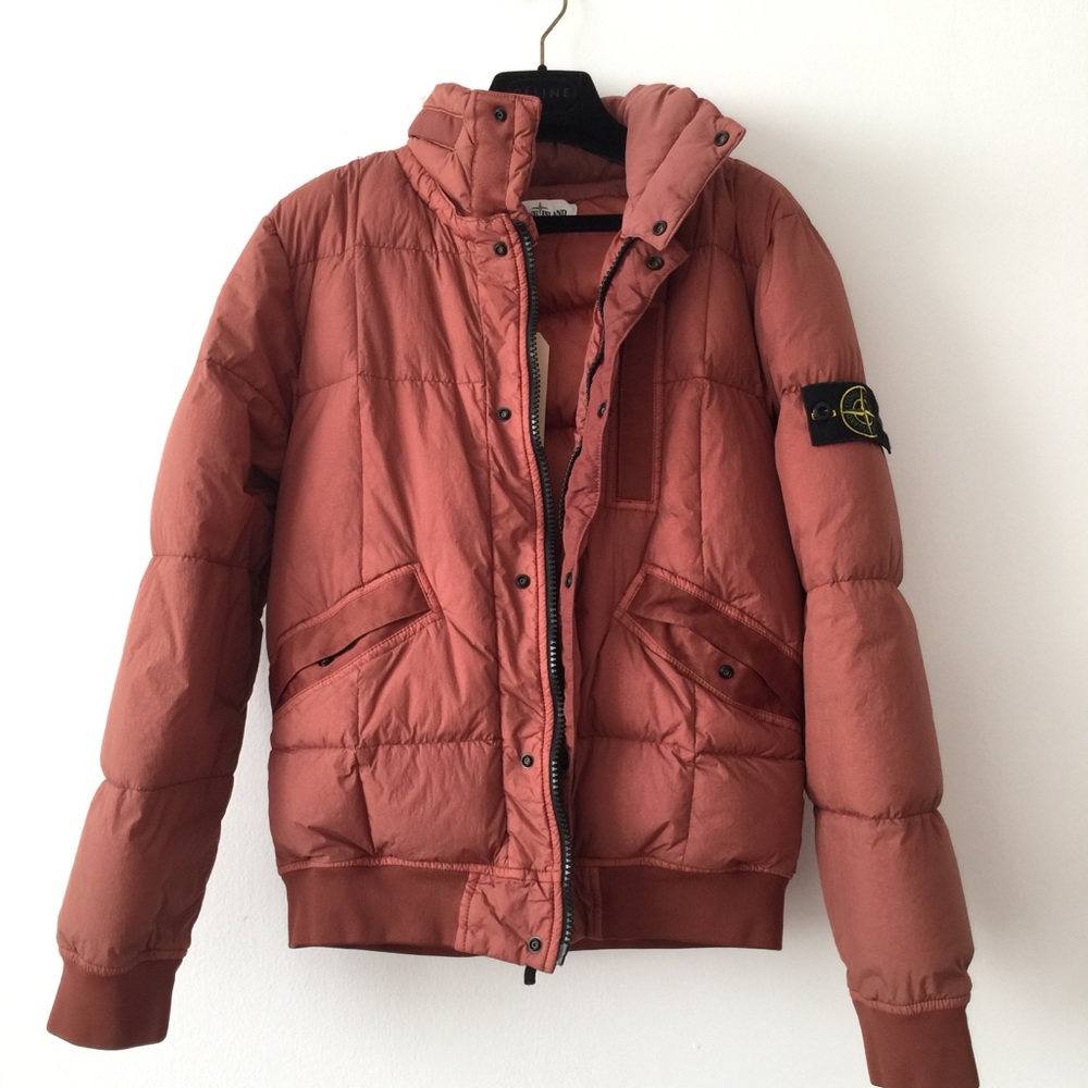 Authentic Stone island garment dyed crinkle puffer Jacket